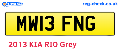 MW13FNG are the vehicle registration plates.