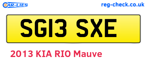 SG13SXE are the vehicle registration plates.