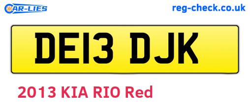DE13DJK are the vehicle registration plates.