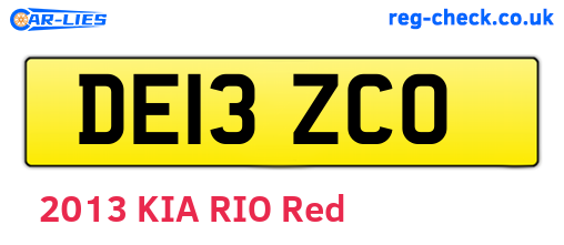 DE13ZCO are the vehicle registration plates.