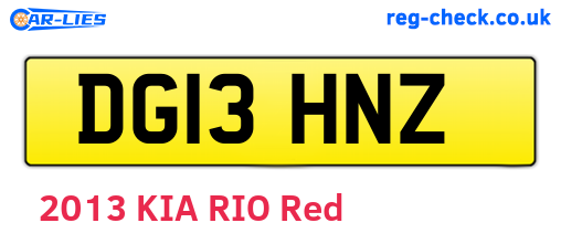 DG13HNZ are the vehicle registration plates.