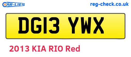 DG13YWX are the vehicle registration plates.