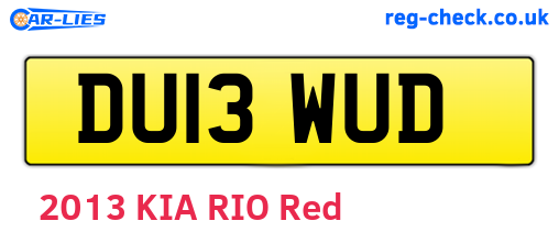DU13WUD are the vehicle registration plates.