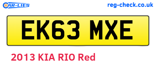 EK63MXE are the vehicle registration plates.
