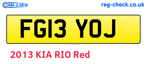 FG13YOJ are the vehicle registration plates.