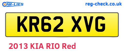KR62XVG are the vehicle registration plates.