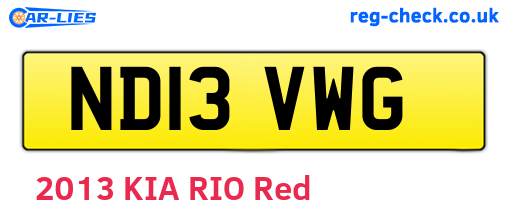 ND13VWG are the vehicle registration plates.