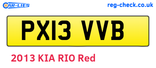 PX13VVB are the vehicle registration plates.