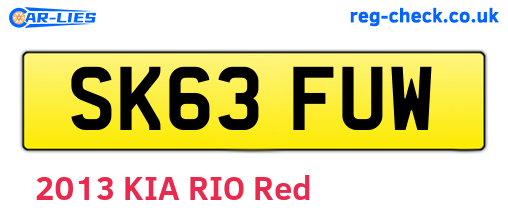 SK63FUW are the vehicle registration plates.