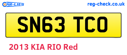SN63TCO are the vehicle registration plates.
