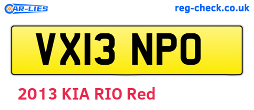 VX13NPO are the vehicle registration plates.