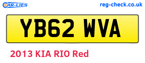 YB62WVA are the vehicle registration plates.