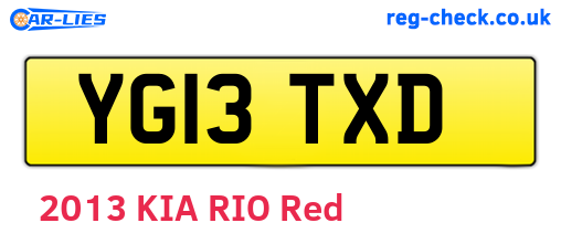 YG13TXD are the vehicle registration plates.