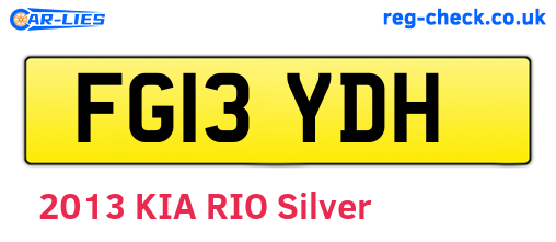 FG13YDH are the vehicle registration plates.