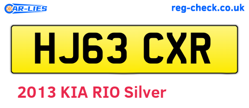 HJ63CXR are the vehicle registration plates.