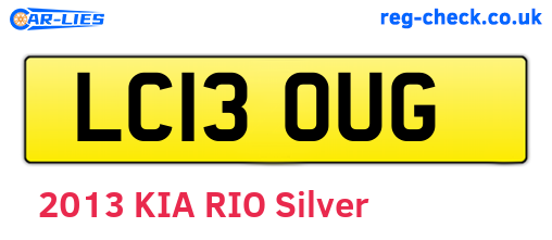 LC13OUG are the vehicle registration plates.