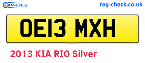 OE13MXH are the vehicle registration plates.