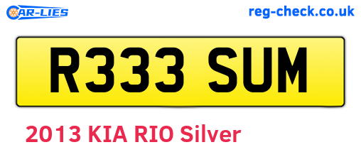 R333SUM are the vehicle registration plates.