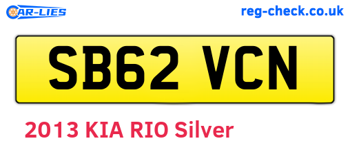 SB62VCN are the vehicle registration plates.