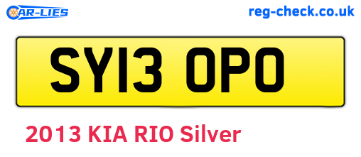 SY13OPO are the vehicle registration plates.