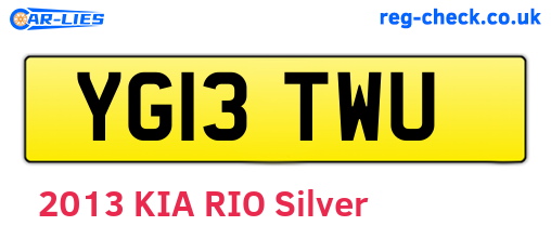 YG13TWU are the vehicle registration plates.