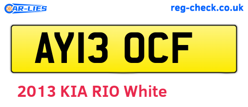 AY13OCF are the vehicle registration plates.