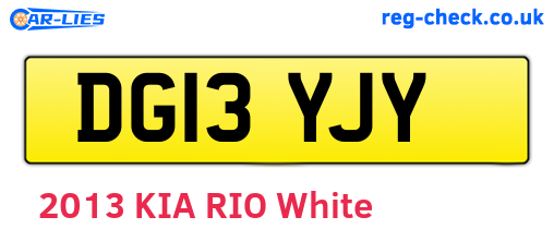 DG13YJY are the vehicle registration plates.