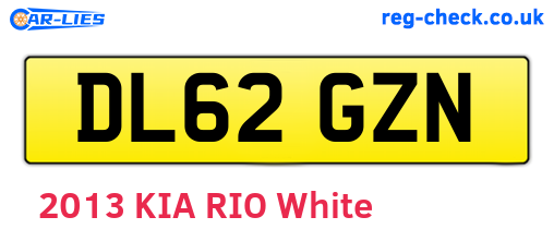 DL62GZN are the vehicle registration plates.