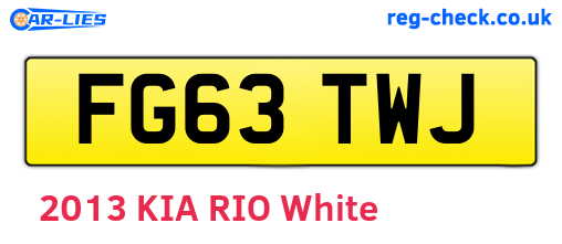 FG63TWJ are the vehicle registration plates.
