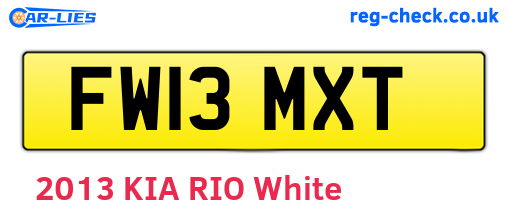 FW13MXT are the vehicle registration plates.