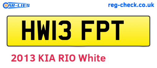 HW13FPT are the vehicle registration plates.