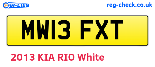 MW13FXT are the vehicle registration plates.