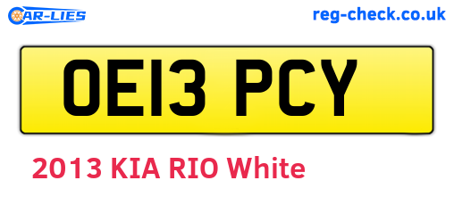 OE13PCY are the vehicle registration plates.