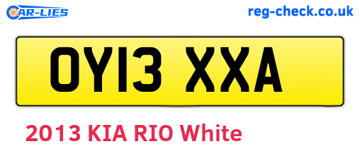 OY13XXA are the vehicle registration plates.