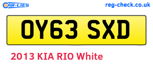 OY63SXD are the vehicle registration plates.