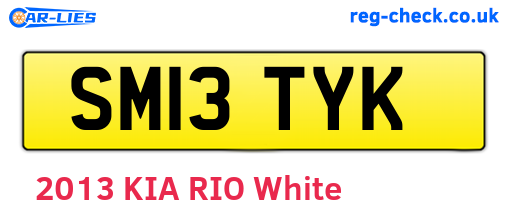 SM13TYK are the vehicle registration plates.