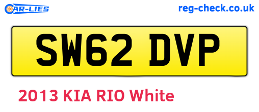 SW62DVP are the vehicle registration plates.