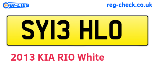 SY13HLO are the vehicle registration plates.