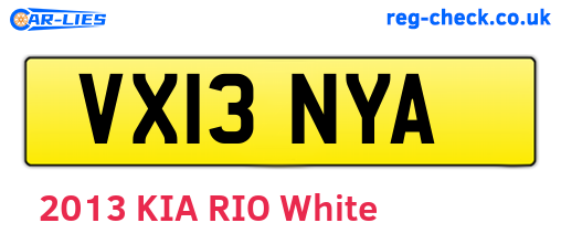 VX13NYA are the vehicle registration plates.