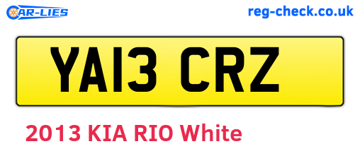 YA13CRZ are the vehicle registration plates.