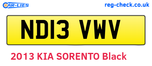 ND13VWV are the vehicle registration plates.