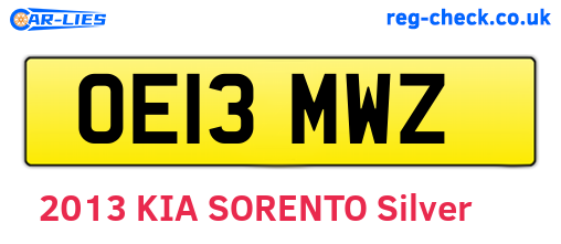 OE13MWZ are the vehicle registration plates.