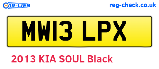 MW13LPX are the vehicle registration plates.