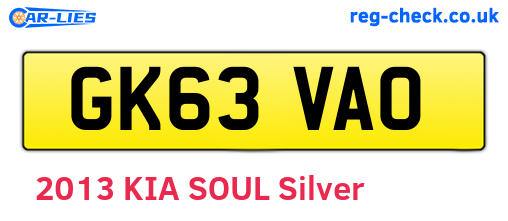 GK63VAO are the vehicle registration plates.