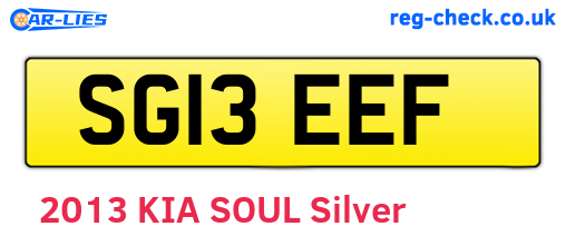 SG13EEF are the vehicle registration plates.