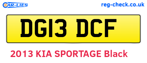 DG13DCF are the vehicle registration plates.