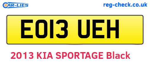 EO13UEH are the vehicle registration plates.