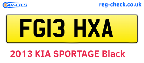 FG13HXA are the vehicle registration plates.