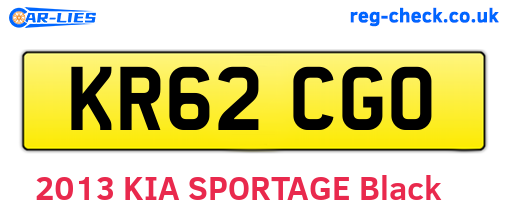 KR62CGO are the vehicle registration plates.