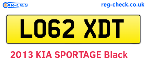 LO62XDT are the vehicle registration plates.